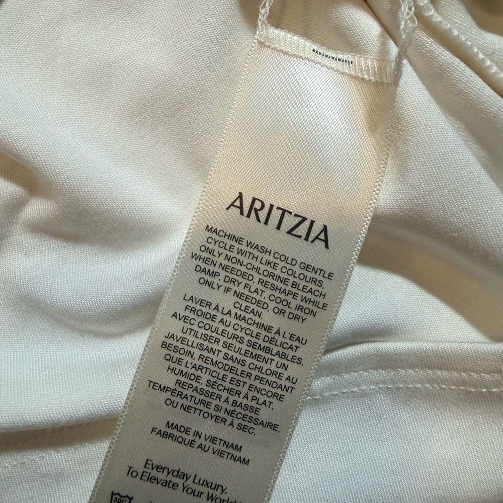 Aritzia Cream Asymmetrical Ruched Dress #602 - Picture 5 of 7